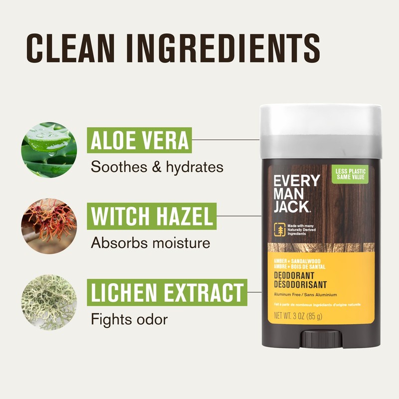 Every Man Jack Men's Deodorant Variety Set - Includes 3