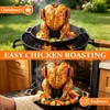 Vertical Cast Iron Chicken Roaster with Drip Pan for Juicy