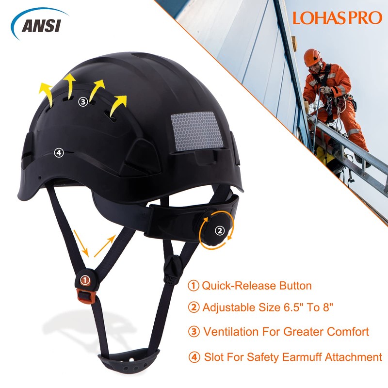 LOHASPRO Hard Hats Construction Worker OSHA Hardhat ANSI Z89.1 Approved