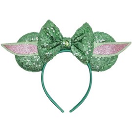 ZHENNAN Mouse Ears Headbands for Women, Champagne Gold Glitter Birthday Queen Ears Hairbands with Hat, Happy Birthday Costume Themed Events Birthday Party Favors Hair Accessoires