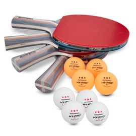 Hy-Pro Table Tennis Set - 4 Bats, 8 Balls, Carry Case, 3-Star Balls, Ping Pong Pat, Ping Pong Bat, High Performance Tabel Tennis Bat and Balls