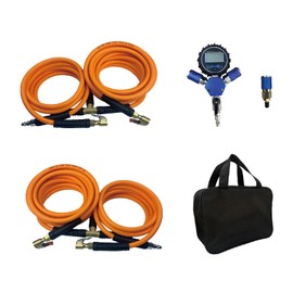 4 Tire Inflation Deflation System,4 Way Tire Inflation Hose System with Closed Flow Air Chuck Digital Tire Pressure Gauge Compatible with HPA Tanks and Compressors