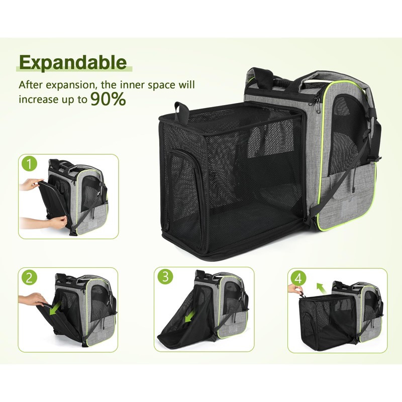 Pecute Cat Carrier Backpacks, Expandable Cat Backpack with Breathable Mesh,