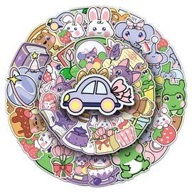 50Pcs Lovely Animals Stickers(Elephant Cat Bear Frog) for Boy Girls Cartoon Waterproof Vinyl Stickers for Laptop Phone Tablet Flasks Water Bottle Notebook Luggage Car,Cute Decals Pack