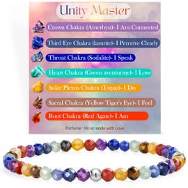 Farfume Tiny 4 mm Gemstone Beads Petite Bracelet for Women, Crystal Silver 925 Natural Stone Jewellery Elastic Bracelets Women, Chakra Spiritual Charms Bracelets Valentine's Day Gifts (Chakra)