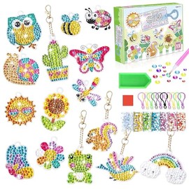15 Pcs Artes y Manualidades para Niñas Niños,Llaveros de Kit Artesanía DIY,kits de pintura de diamantes 5D,kits de bricolaje para niñas,Juguetes para Niñas 3 a 5 años, 4 a 8 años, 8 a 12 y 10 a 12 años (Sol)