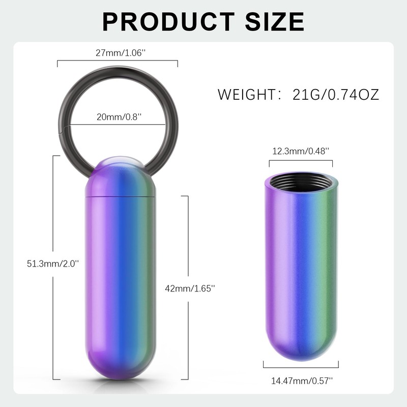 ZXLLM Small Pill Case Keychain Portable Pill Container Waterproof Titanium