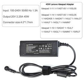 45W Laptop Charger for Lenovo Ideapad Slim 1 1-14 1-15 1-11;Ideapad S145 S340;Ideapad 320 330;1-14AST-05 1-14ADA05 1-11AST-05 1-15ADA7 S145-14IWL S340-14API 320-14IKB 330-14AST Power Cord