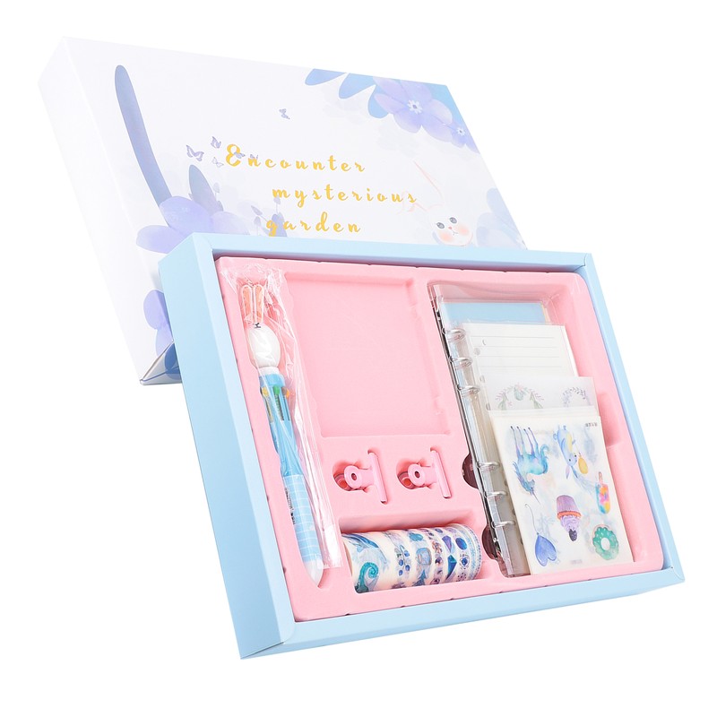 Notebook Set Checkered Girl's Heart Cute Thick Journal Gift Box