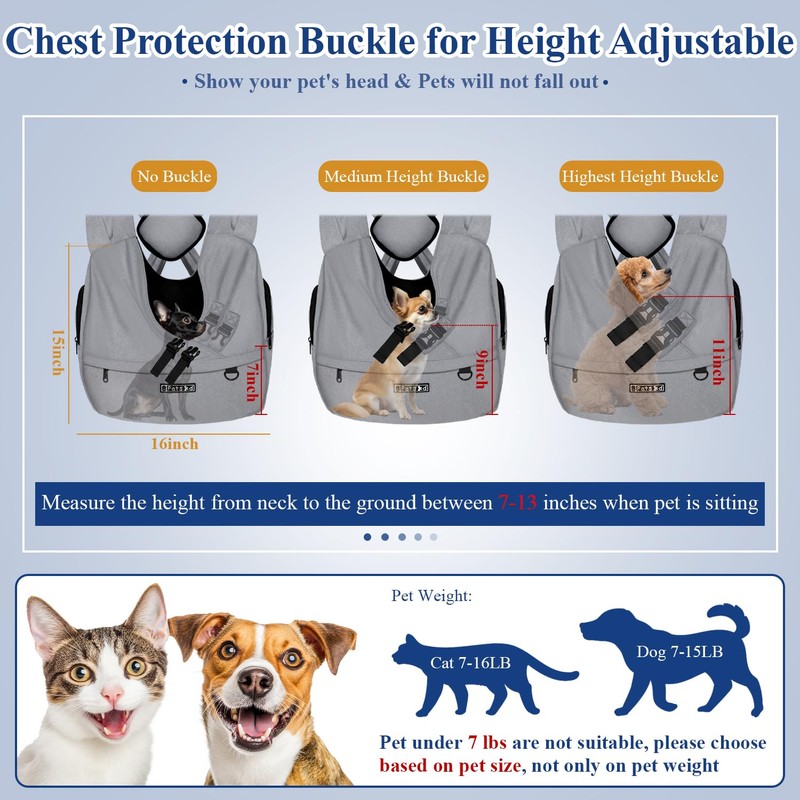 Petskd Dog Carrier Sling for Small Pet 7-15 LBS, Hands
