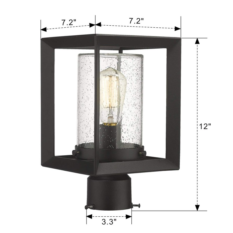 Emliviar Post Lights Outdoor Fixture, 1-Light Lamp Post Lantern, Black