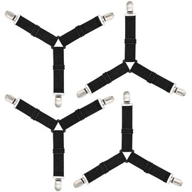 ANCLLO 8Pcs Sheet Straps Clip Triangle-Elastic Fitted Bedding Sheet Fasteners Holder Suspenders for Bed Band Mattress Pad Corner Gripper Bedsheet Keeper