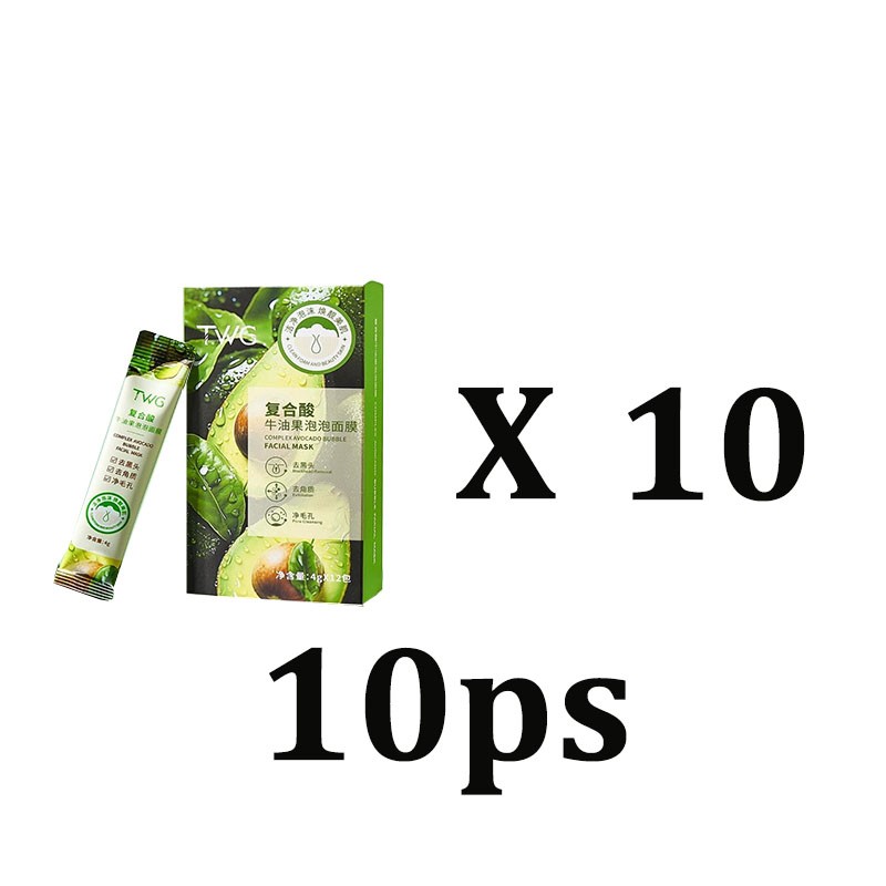 TWG Tea 12Pcs/Box Complex Acid Avocado Bubble Facial Mask Remove