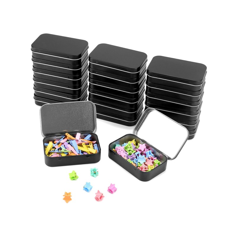 QWORK® Pack of 20 rectangular metal tins with lid, 95