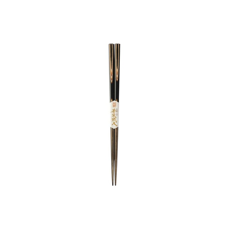 Kawai 121437 Chopsticks Hakusan, Black, 8.9 inches (22.5 cm), Anti-Slip
