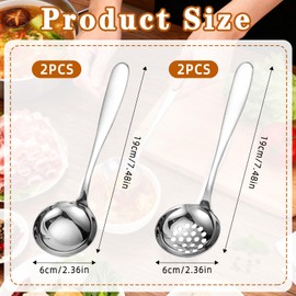 4Pcs Ladle Stainless Steel Spoon Kitchen Slotted Spoons and Soup Ladle Set