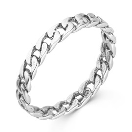 MATERIA by Matthias Wagner Curb Chain Ring 925 Sterling Silver Blackened SR-84, Sterling Silver