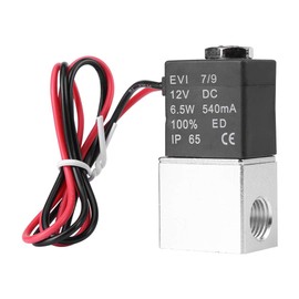 2V025-1/4-12VDC Válvula de Solenoide Eléctrica 12V DC G1/4" 2 Vías 2 Posiciones Válvula de Aire de Solenoide Eléctrica de Aluminio Normalmente Cerrada de Acción Directa para Aire, Gas, Agua Líquida