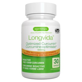 Igennus Healthcare Nutrition Igennus Longvida Optimised Curcumin 500mg, High Dose & 285x Increased Bioavailability, Rapid Absorption with Sustained Action, Vegan, 30 Capsules