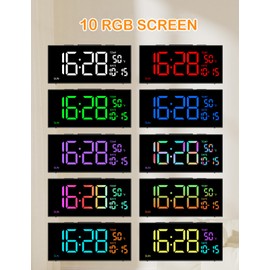 Netzu Projection Clock for Bedroom Ceiling, Alarm Clocks with 180° Rotatable Projector, Date Temperature and Weekday, Manual DST, 5 Brightness, 10 Ringtones, 4 Volumes and Snooze (RGB)