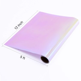Holographic Opal Vinyl roll 12" x 5ft,Permanent Vinyl,SHOYISI Permanen Adhesive,for All Kinds of Cutting Machines(Opal Pink)