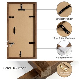 Heimlove 6x12 Picture Frame Oak Wood,High End 6x12 Frames for Wall Mounting Horizontally or Vertically,6 x 12 Wall Gallery Poster Photo Frame with No Mat,Tempered Glass,Walnut Color