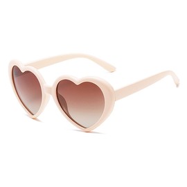 RUNHUIS Fashion Polarised Heart Sunglasses Women Men Cute Heart Shape Vintage Retro Fairy Shades for Party Festival, Beige/Tea