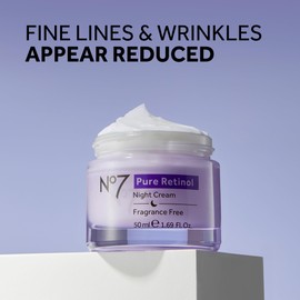No7 Pure Retinol Night Cream - Collagen-Boosting Retinol Cream that Visibly Smoothes, Plumps & Firms Complexion - Dermatologist Approved & Fragrance-Free (1.69 Fl Oz)