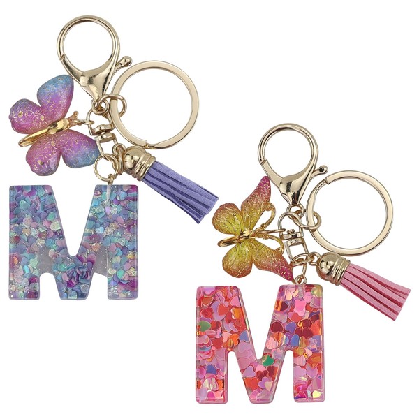 EASYKEENECOM Keyring Girl Keyring with Initial Letters Pink Key Ring