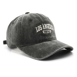 Los Angeles Hat Vintage Cotton Baseball Cap Unisex Dad Hat Sun Hat for Men and Women, Black, Medium-Large