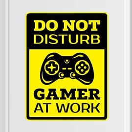Don't Disturb Gamer at Work Door Sticker Children Room Wall Sticker Mural Vinyl Decal Nursery Kids Gamers Art Teenager Video Game Mural