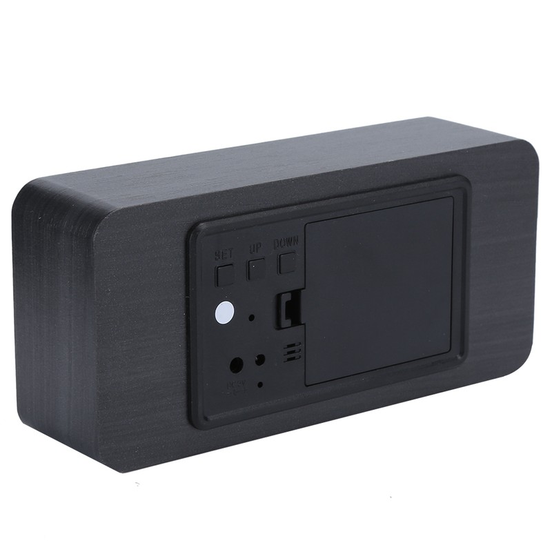 LED Wooden Alarm Clock Electronic Voice Control Temperature Date Table