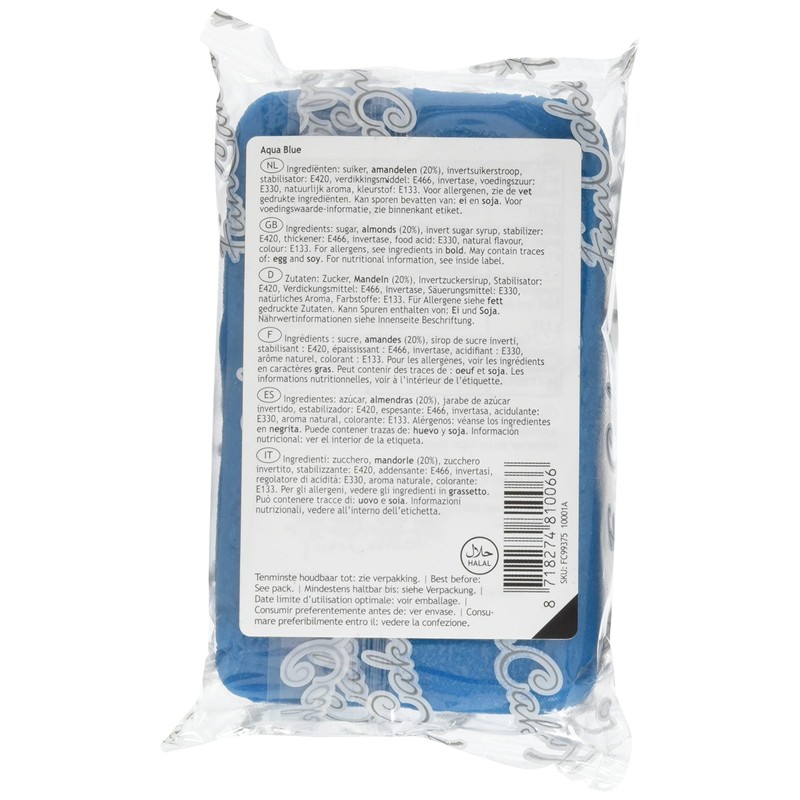FunCakes Almond-containing sugar mass aqua blue, pack of 1 (1