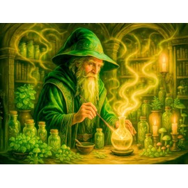 CALVENDO Puzzle Wizard mixes Ancient Potion with Magical Herbs | Size