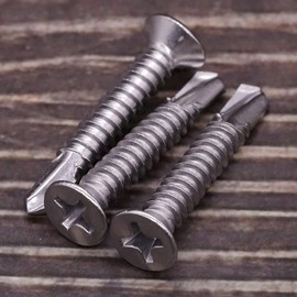 #14 x 1 Flat Phillips Drive Head Self Drilling Screws for Metal, 410 Stainless Steel Sheet Metal Tek Screws, Countersunk Head, Quick Self Tappers for Indoor Outdoor, 50 pcs