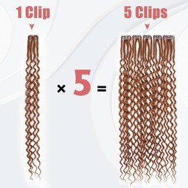 Ajsowju Curly Dreadlocks Clip in Dreadlock Extension 5PCS 20 Strands Clip in Wavy Dreadlock 24inches Thin Soft Dread Extenisons for Women (30#,Curly)