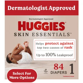 Huggies Size 1 Diapers, Skin Essentials Baby Diapers, Size 1 (8-14 lbs), 84 Count, Packaging May Vary