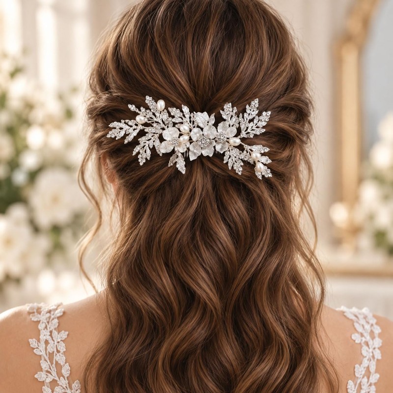 Wedding Pearl Leaf Hairpin Bridal Hairpin Handcrafted Flower Headband For