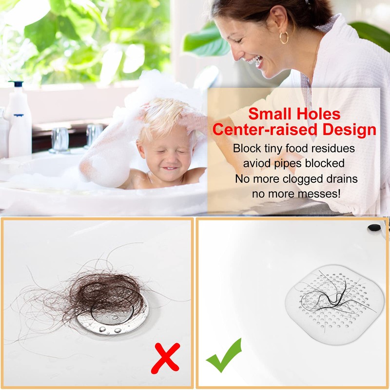 Hair Drain Catcher,Square Drain Cover for Shower Silicone Hair Stopper