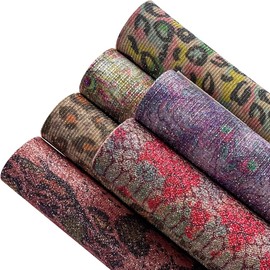 HYANG 6Pcs/Set 8.26 Inch x11.81 Inch Multiple Colors PU Synthetic Faux Leather Sheets Mixed Chunky Glitter& Soft Leather Fabric Sheets for DIY Craft Bows Earrings Making,Glitter07