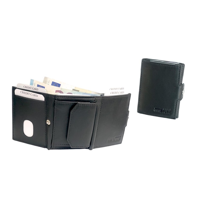 Slim Wallet Deluxe, Cowhide nappa black with comfort coin compartment,