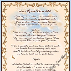 QUILTING TREASURES / IVY LANE QT IVY LANE "HOW GREAT THOU ART" 26200-X  RELIGIOUS SONG FABRIC PANEL 23" X 44"