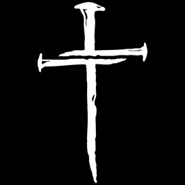 Cartat2s Cross Made of Nails Vinyl Decal | 6" X 3.7" White | Fits Walls Cars Trucks Van SUV RV Laptop Sticker