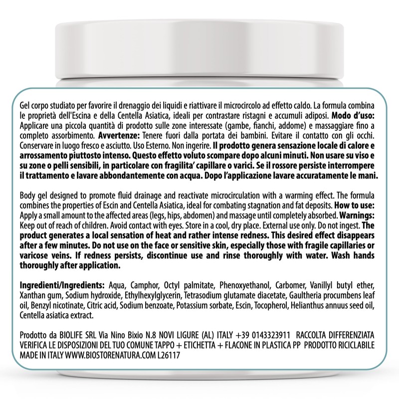 Crema Anticellulite Forte 550ml Crema Drenante Gambe, Fianchi, Addome Effetto