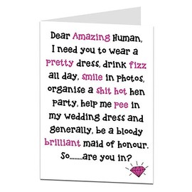 Funny Will You Be My Maid of Honour Cards Dear Amazing Human Design