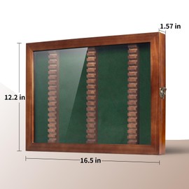 Golf Pencil Display Case Holds 51 Round or Octagonal Golf Pencils Wood Wall Mount Clear Display Case with Acrylic Dust UV Cover