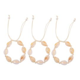 FOMIYES 3pcs Adjustable Natural Seashell Anklet for Women Summer Beach Bracelet Boho Cowrie Shell Handwoven Wrist Jewelry with Ocean Inspired Design