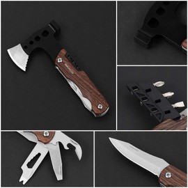 Raxco Survival Axe Multifunctional Tool Hand Hatchet 8-in-1 for Outdoor Camping and Men Gifts