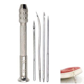 DIY Sewing Accessories Set, Bradawl Tool and Awl Tool Sewing for Leather, Canvas, Fabric, Paper Crafts, Leather Stitching Awl with Needles for Hand Repair and Crafting