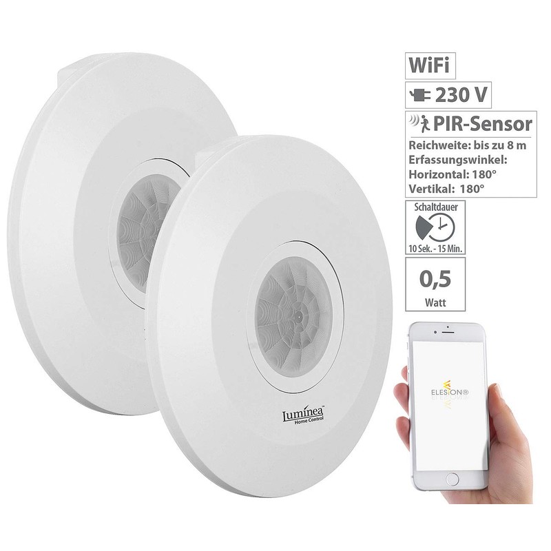 Luminea Home Control Alexa Motion Sensor: Set of 2 Extra